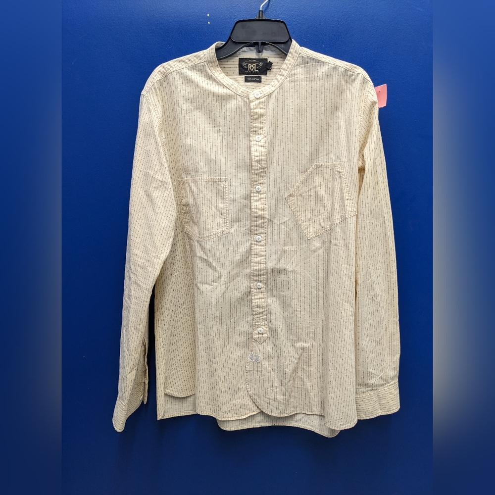 Double RL collarless button-down